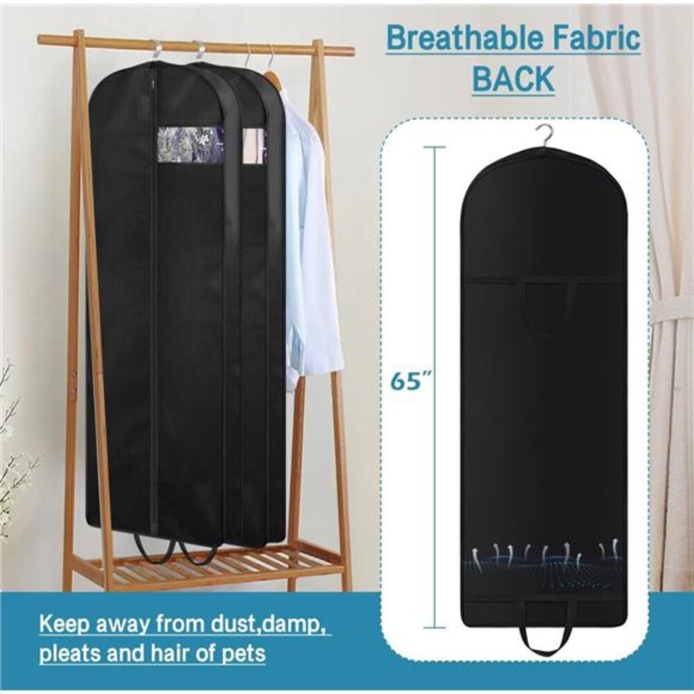 New 65" Dress Garment Bags for Hanging Clothes Travel, Gusseted Garment - Picture 7 of 7